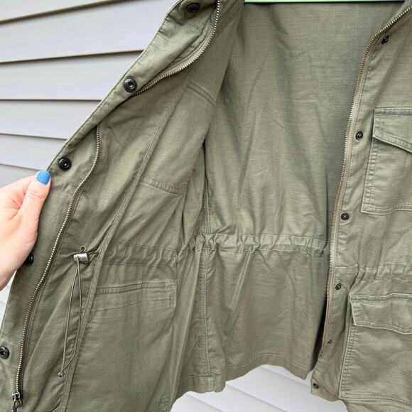 Lands’ End size M Petite Hooded Cargo Utility Jacket - Olive or Army Green - Picture 14 of 16